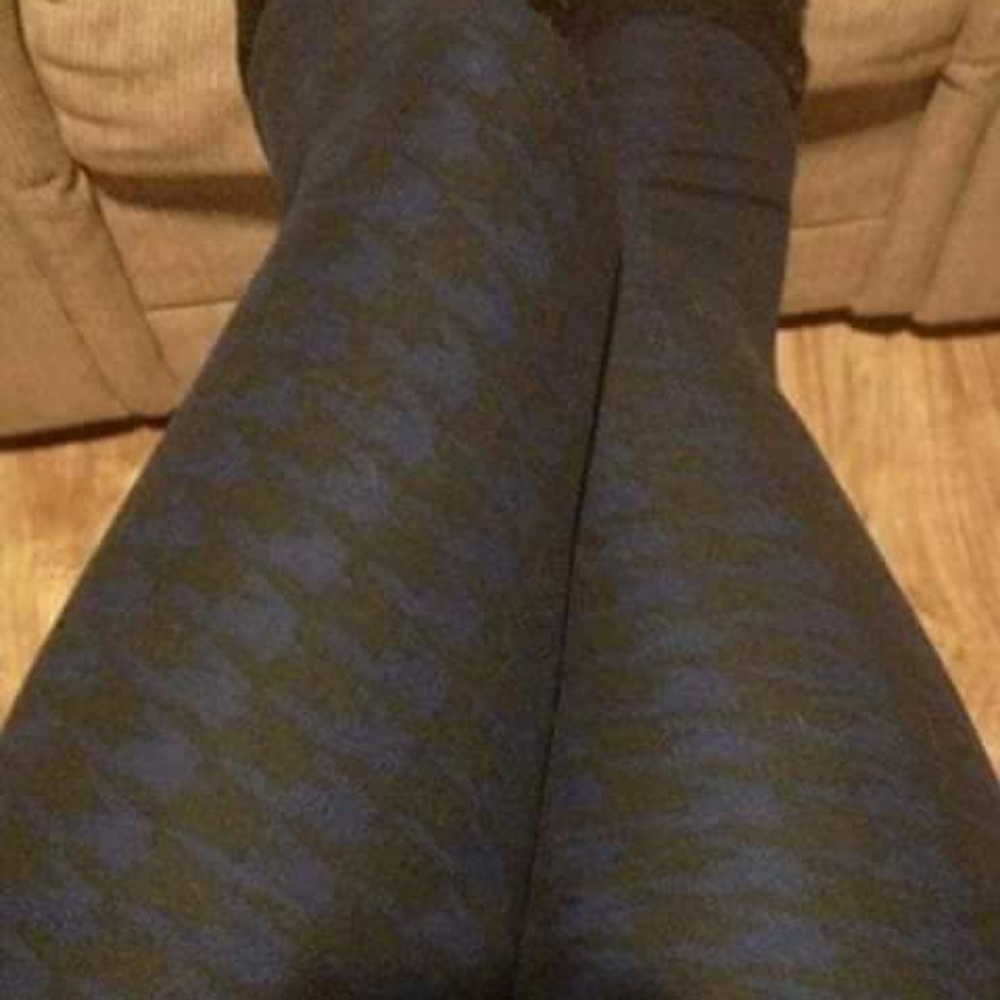 One Size Adult Blue & Black Houndstooth Leggings